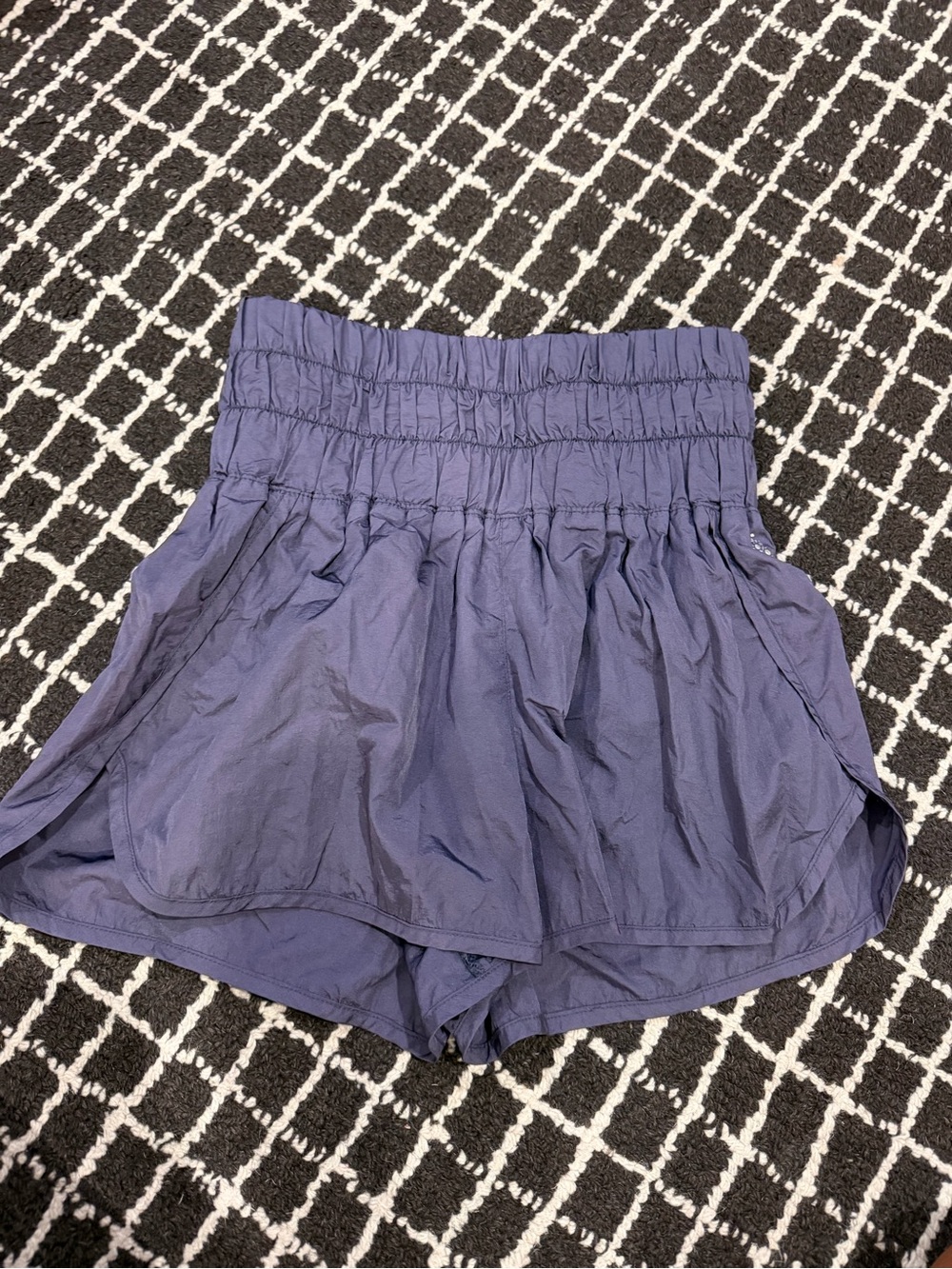 FP movement High-Waist Navy Women’s Shorts with Smocked Waist